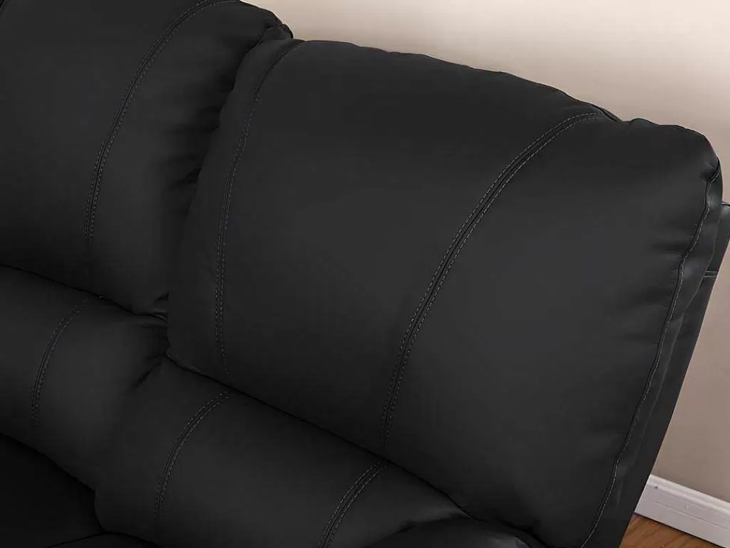 Conjunto De Sofá*Vente-unique Sofá De 3+2 Lugares Relax Eletrico Em Pele Preto - Marcis