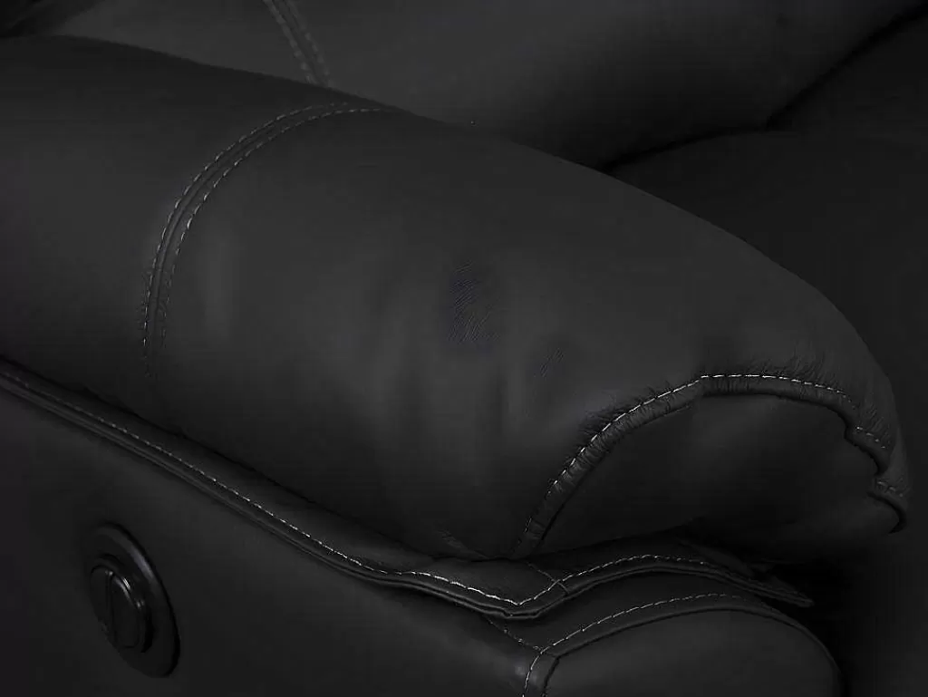 Conjunto De Sofá*Vente-unique Sofá De 3+2 Lugares Relax Eletrico Em Pele Preto - Marcis