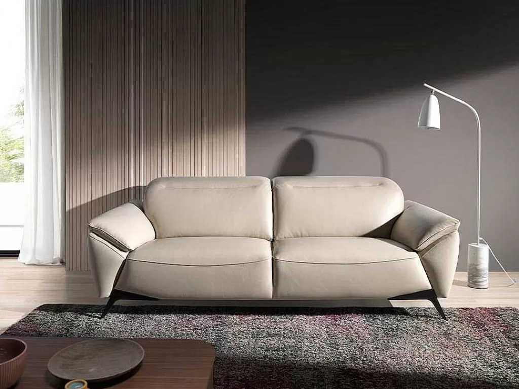 Sofá*Angel Cerda Sofá De 3 Assentos Estofado Em Couro Taupe Grey Color 6132