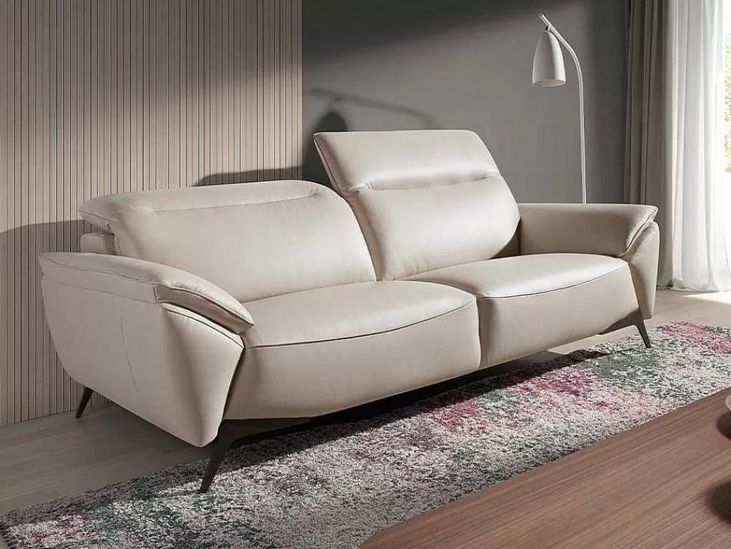 Sofá*Angel Cerda Sofá De 3 Assentos Estofado Em Couro Taupe Grey Color 6132