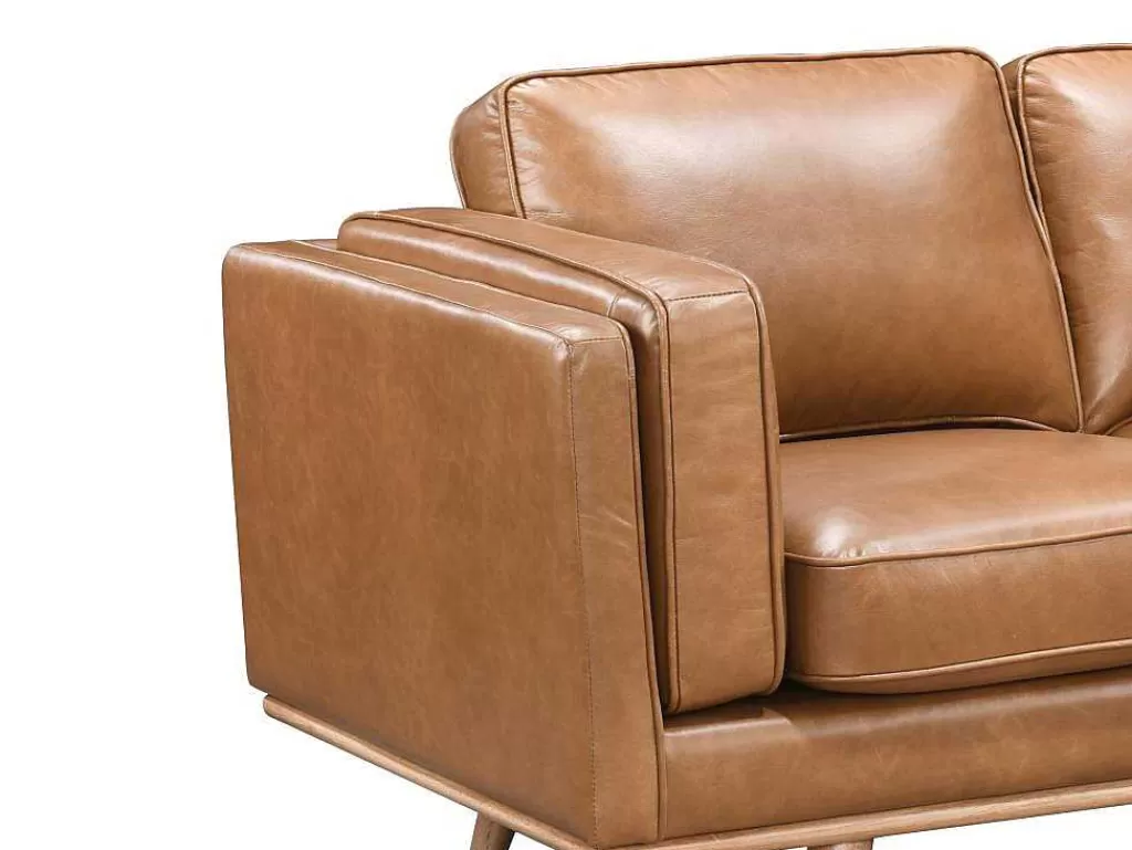 Promoções Sofás & Poltronas*LINEA Sofá Sofá De 3 Lugares 100% Pele De Bufalo Superior Castanho Vintage - Danila