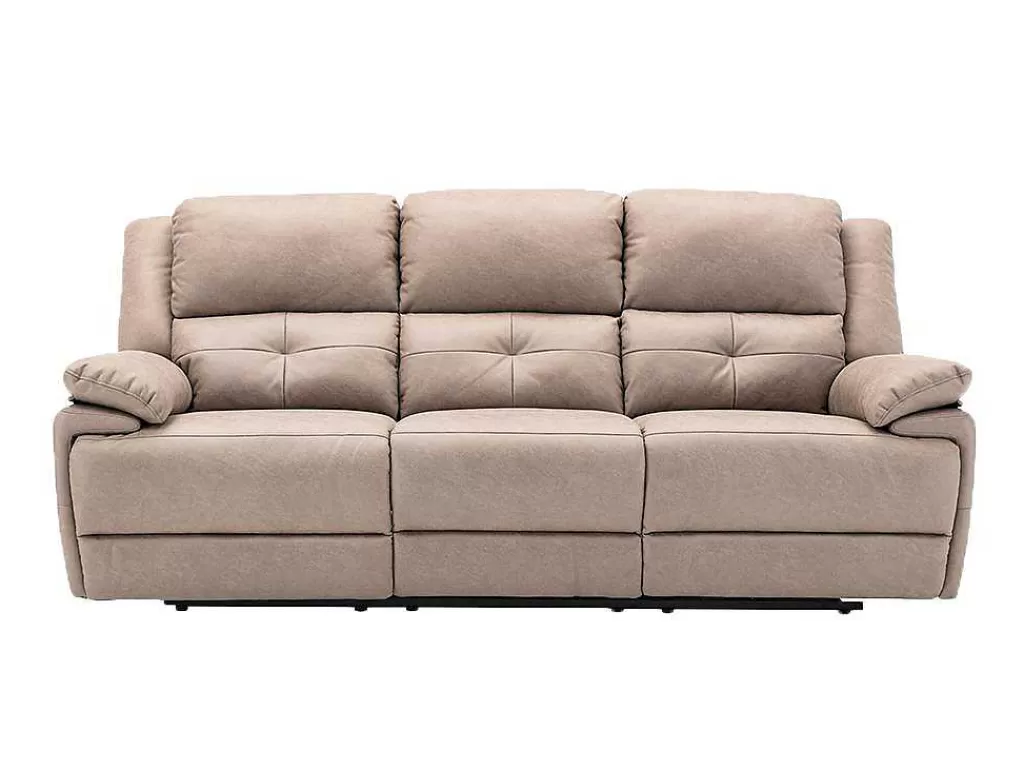 Sofá De Relaxamento Eletrico*Vente-unique Sofá De 3 Lugares Articulado Eletrico Em Tecido Cor Taupe - Dolene