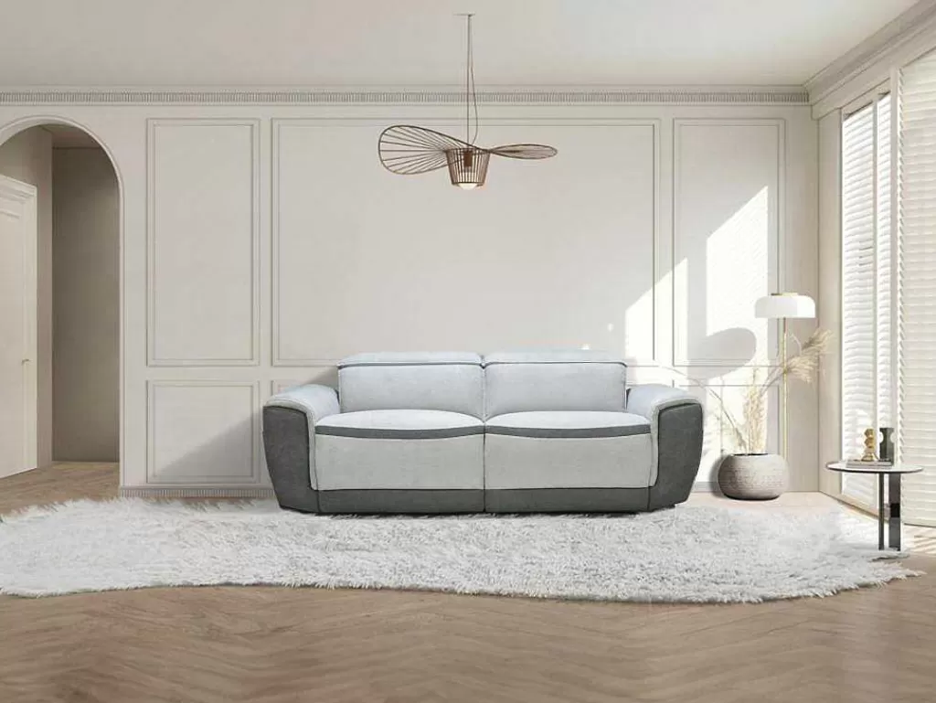Sofá De Relaxamento Eletrico*Vente-unique Sofá De 3 Lugares Articulado Eletrico Tecido Cinzento-Claro - Orietto