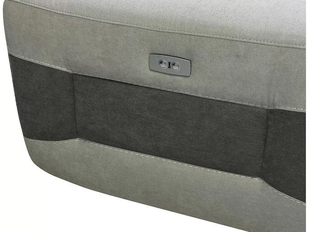 Sofá De Relaxamento Eletrico*Vente-unique Sofá De 3 Lugares Articulado Eletrico Tecido Cinzento-Claro - Orietto