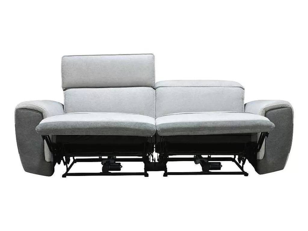 Sofá De Relaxamento Eletrico*Vente-unique Sofá De 3 Lugares Articulado Eletrico Tecido Cinzento-Claro - Orietto
