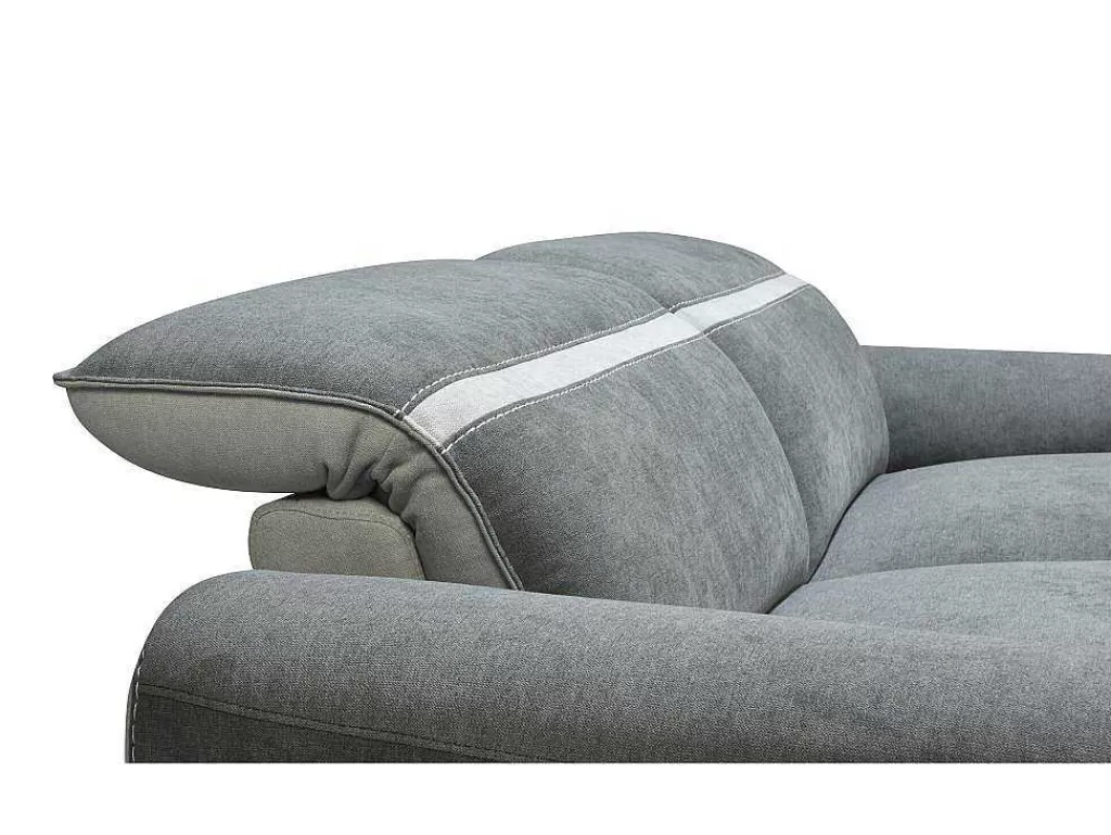 Sofá De Relaxamento Eletrico*Vente-unique Sofá De 3 Lugares Articulado Eletrico Tecido Cinzento-Escuro - Orietto