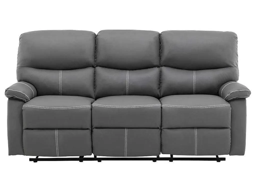 Promoções Sofás & Poltronas*Vente-unique Sofá De 3 Lugares Articulado Em Pele Sintética Cinza - Canby