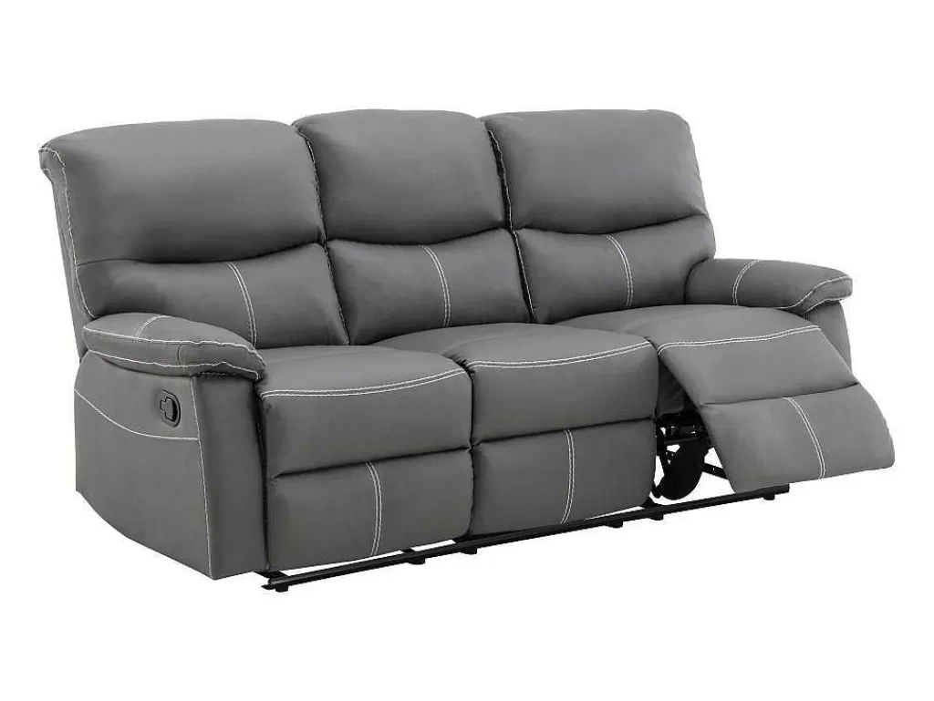 Promoções Sofás & Poltronas*Vente-unique Sofá De 3 Lugares Articulado Em Pele Sintética Cinza - Canby