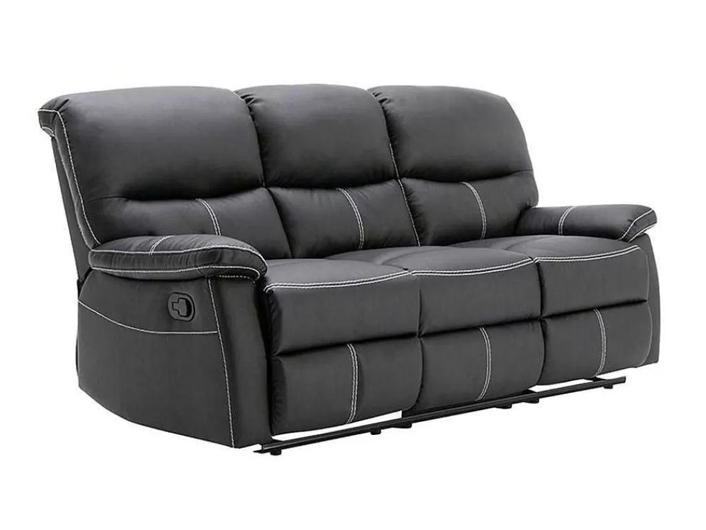 Sofá De 2 Ou 3 Lugares*Vente-unique Sofá De 3 Lugares Articulado Em Pele Sintética Cor Preto - Canby
