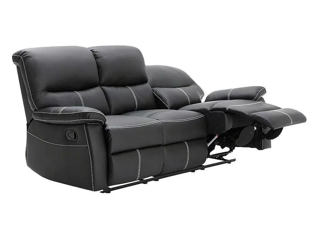 Sofá De 2 Ou 3 Lugares*Vente-unique Sofá De 3 Lugares Articulado Em Pele Sintética Cor Preto - Canby