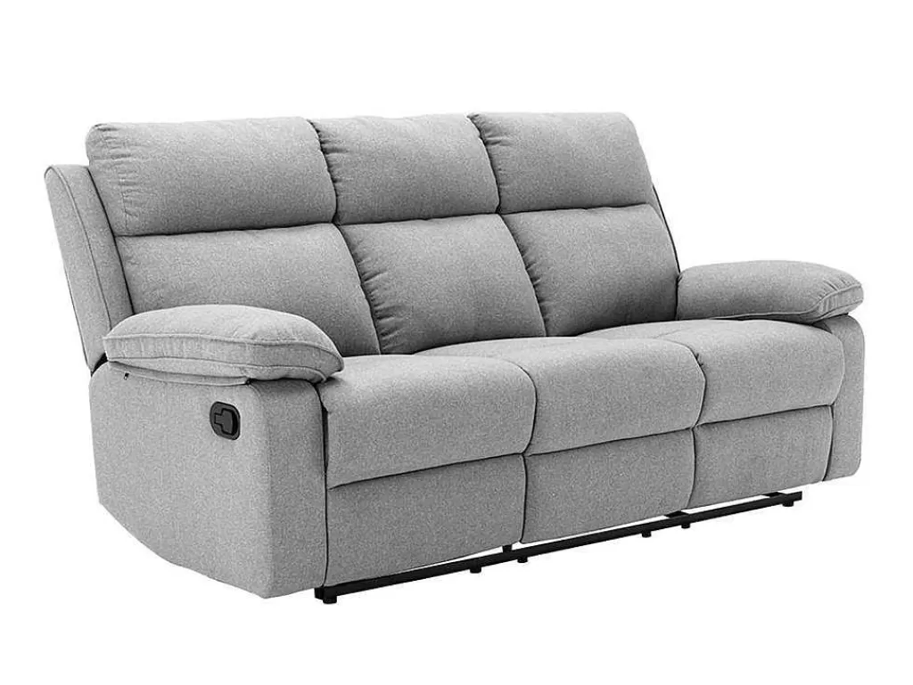 Sofá De Relaxamento Manual*Vente-unique Sofá De 3 Lugares Articulado Em Tecido Cor Cinza-Claro - Lana