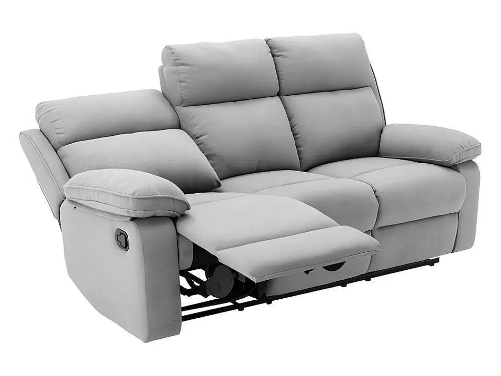 Sofá De Relaxamento Manual*Vente-unique Sofá De 3 Lugares Articulado Em Tecido Cor Cinza-Claro - Lana
