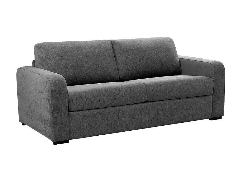 Sofá Cama De Abertura Rapida*Vente-unique Sofá De 3 Lugares Convertivel Abertura Rapida Tecido Matizado Cinza Antracite, Cama 140 Cm E Colchão 14 Cm - Bevis