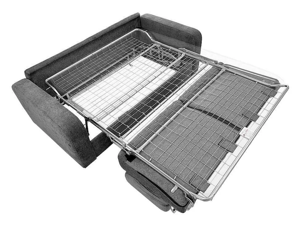 Sofá Cama De Abertura Rapida*Vente-unique Sofá De 3 Lugares Convertivel Abertura Rapida Tecido Matizado Cinza Antracite, Cama 140 Cm E Colchão 14 Cm - Bevis