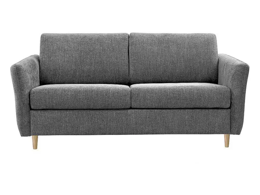Sofá Cama De Abertura Rapida*Vente-unique Sofá De 3 Lugares Convertivel Abertura Rapida Tecido Matizado Cinza, Cama 140 Cm E Colchão 14 Cm - Arcadia