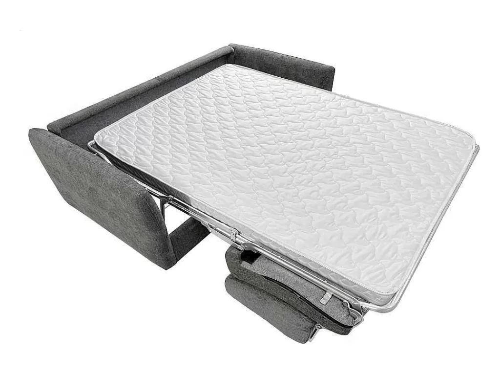 Sofá Cama De Abertura Rapida*Vente-unique Sofá De 3 Lugares Convertivel Abertura Rapida Tecido Matizado Cinza, Cama 140 Cm E Colchão 14 Cm - Arcadia
