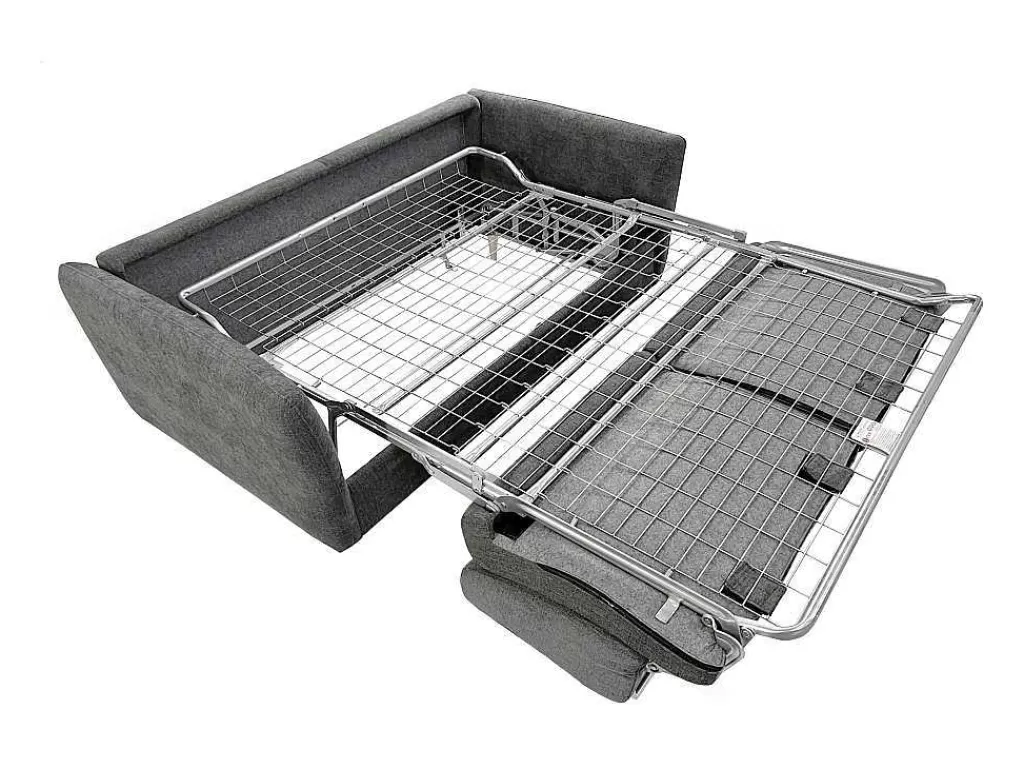 Sofá Cama De Abertura Rapida*Vente-unique Sofá De 3 Lugares Convertivel Abertura Rapida Tecido Matizado Cinza, Cama 140 Cm E Colchão 14 Cm - Arcadia
