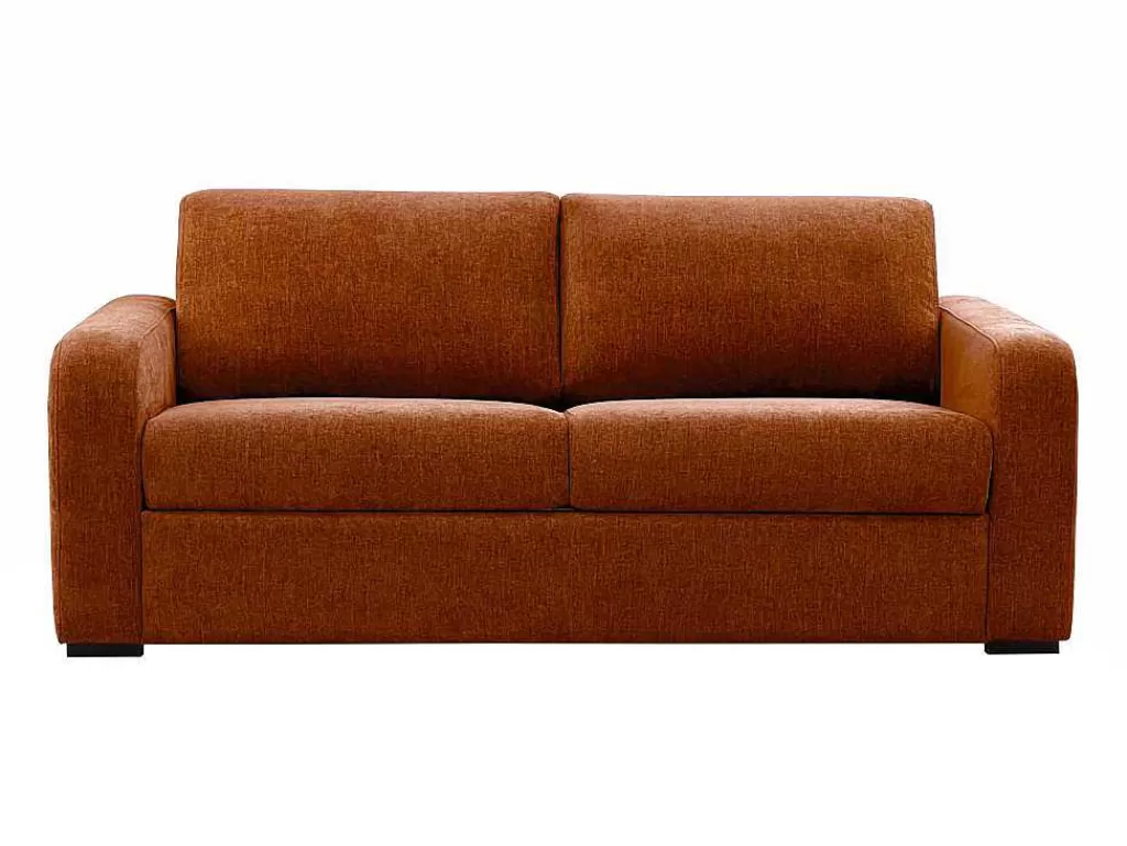 Sofá Cama De Abertura Rapida*Vente-unique Sofá De 3 Lugares Convertivel Abertura Rapida Tecido Matizado Terracota, Cama 140 Cm E Colchão 14 Cm - Bevis