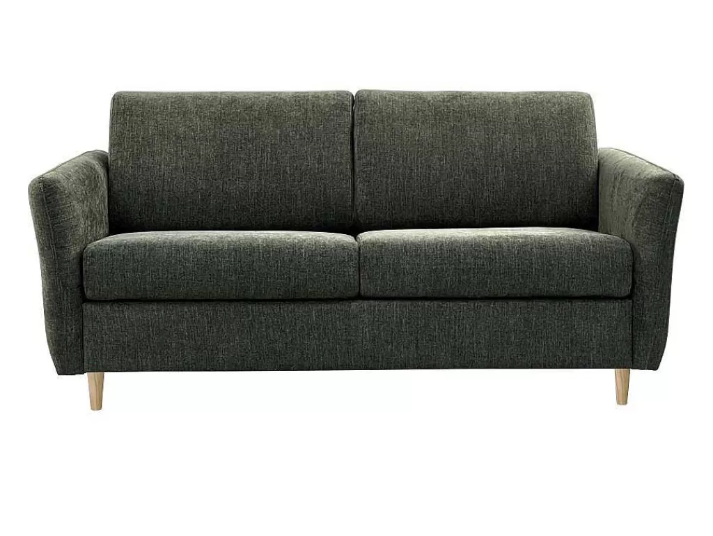Sofá Cama De Abertura Rapida*Vente-unique Sofá De 3 Lugares Convertivel Abertura Rapida Tecido Matizado Verde, Cama 140 Cm E Colchão 14 Cm - Arcadia