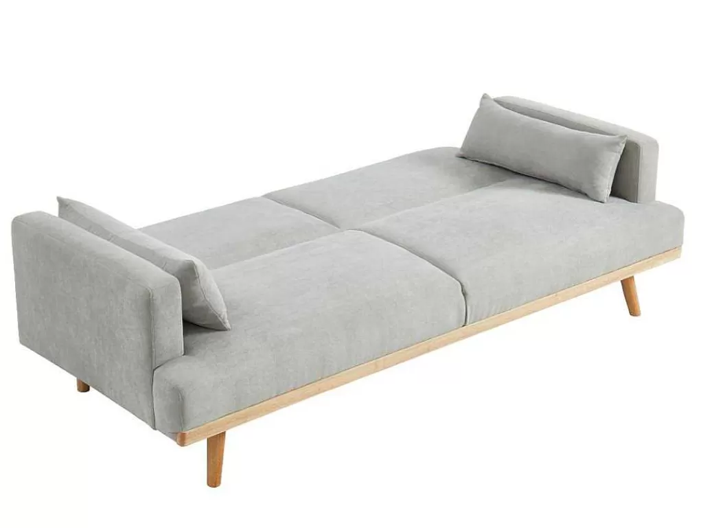 Sofá Cama Clic-Clac E Dobravel*Vente-unique Sofá De 3 Lugares Convertivel Clic-Clac Em Tecido Esme - Cinza-Claro