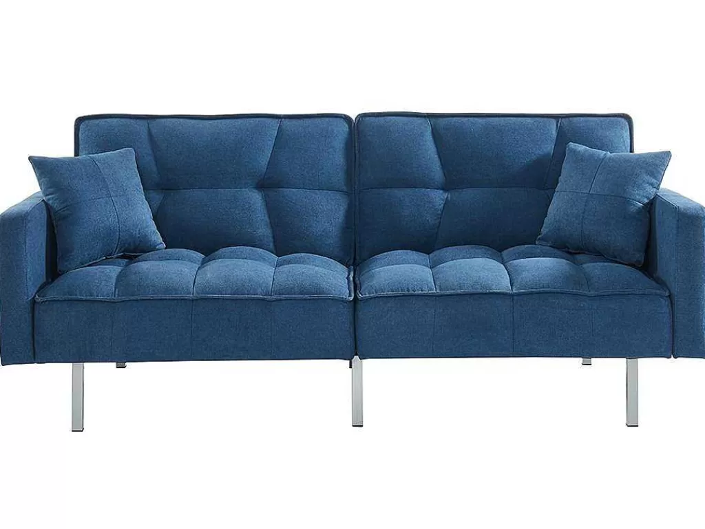 Sofá Cama Clic-Clac E Dobravel*Vente-unique Sofá De 3 Lugares Convertivel Clic-Clac Em Tecido Miney - Azul