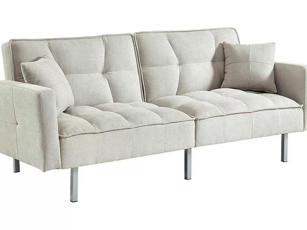 Sofá Cama Clic-Clac E Dobravel*Vente-unique Sofá De 3 Lugares Convertivel Clic-Clac Em Tecido Miney - Cinza-Claro