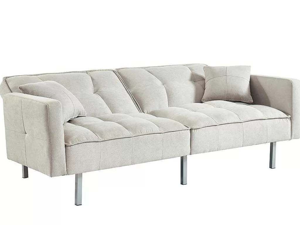 Sofá Cama Clic-Clac E Dobravel*Vente-unique Sofá De 3 Lugares Convertivel Clic-Clac Em Tecido Miney - Cinza-Claro