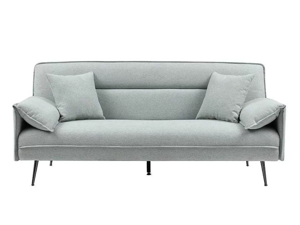 Sofá Cama Clic-Clac E Dobravel*Vente-unique Sofá De 3 Lugares Convertivel Clic-Clac Em Tecido Verde Cinza - Fusano