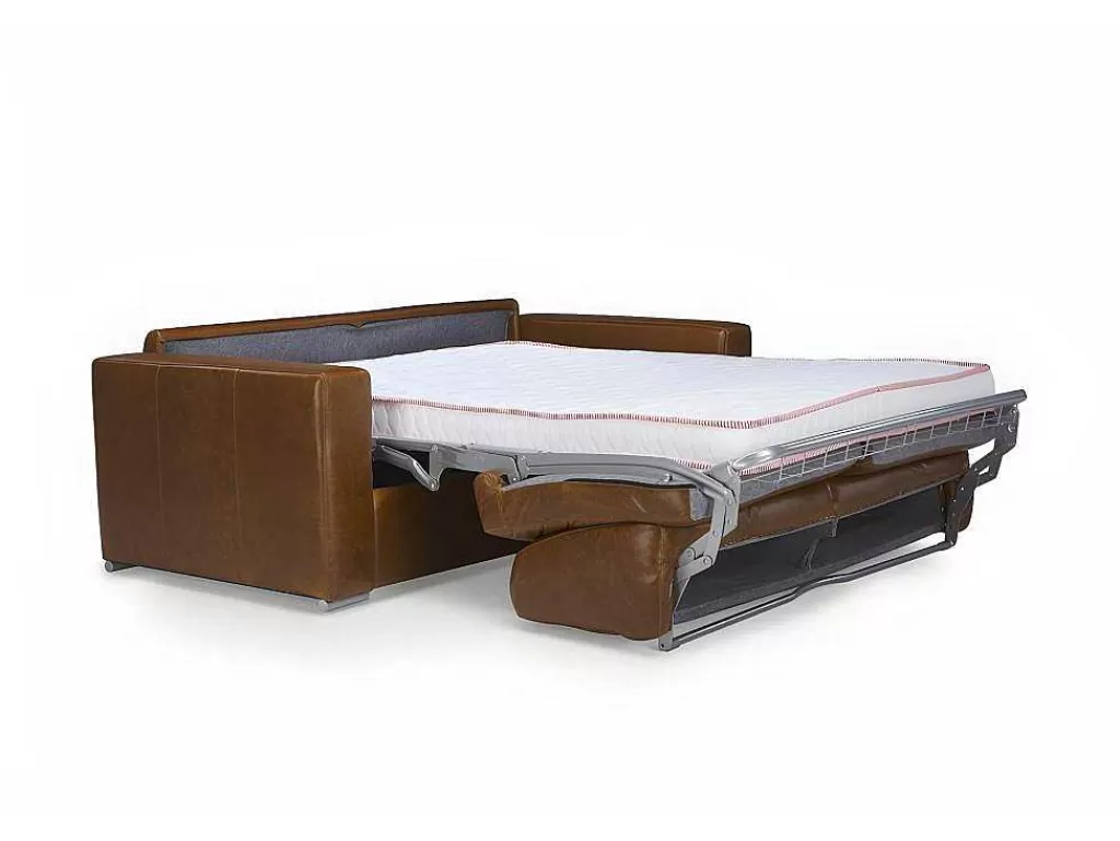 Sofá Cama De Abertura Rapida*LINEA Sofá Sofá De 3 Lugares Convertivel De Abertura Rapida 100% Pele De Bufalo Pele Vintage Caramelo - Delectea Ii