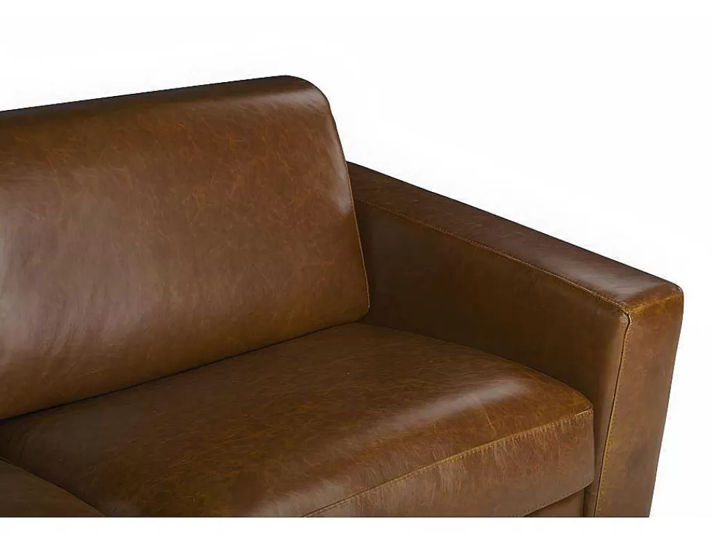 Sofá Cama De Abertura Rapida*LINEA Sofá Sofá De 3 Lugares Convertivel De Abertura Rapida 100% Pele De Bufalo Pele Vintage Caramelo - Delectea Ii