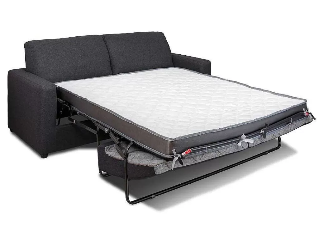 Sofá Cama De Abertura Rapida*Vente-unique Sofá De 3 Lugares Convertivel De Abertura Rapida Em Tecido Antracite - Doneto