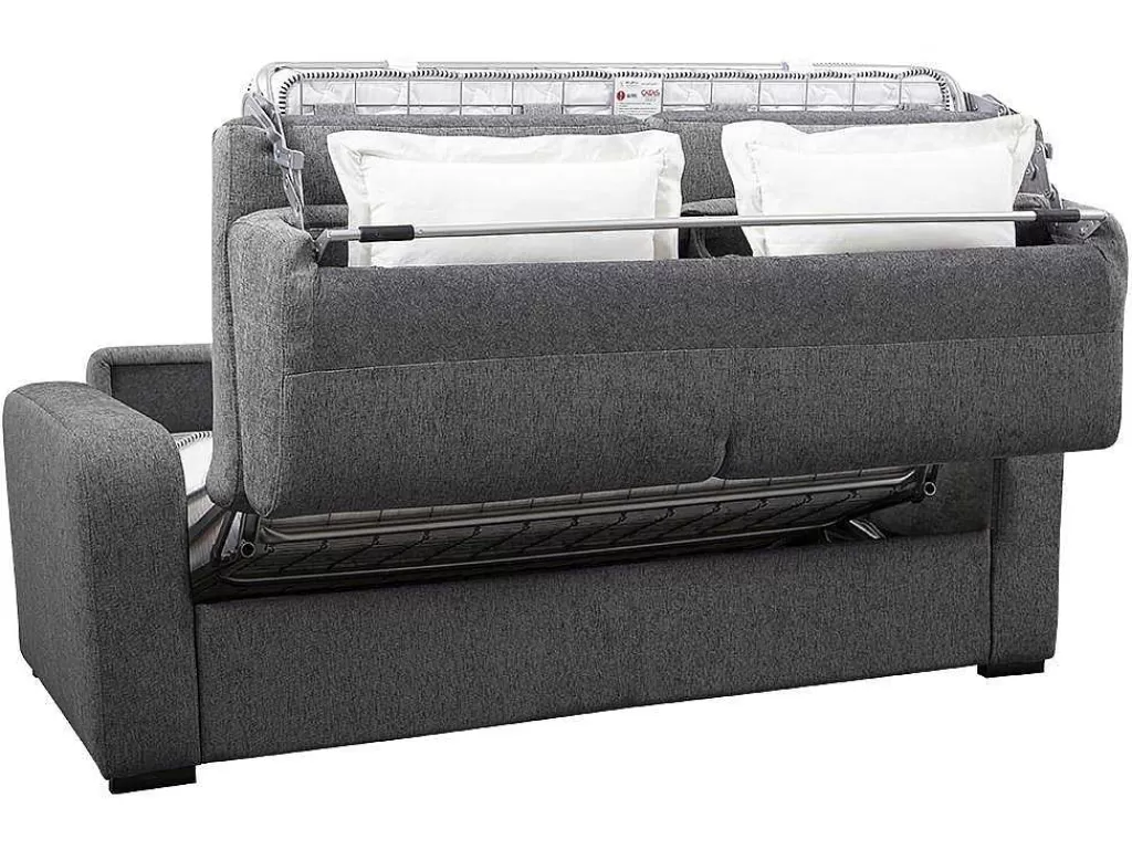 Sofá Cama De Abertura Rapida*Vente-unique Sofá De 3 Lugares Convertivel De Abertura Rapida Em Tecido Cor Antracite Bevis - Colchão De 14 Cm