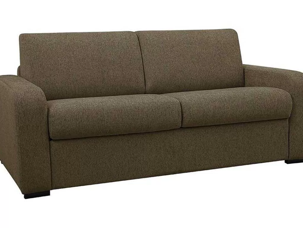 Sofá Cama De Abertura Rapida*Vente-unique Sofá De 3 Lugares Convertivel De Abertura Rapida Em Tecido Cor Verde Oliva Bevis - Colchão De 14 Cm