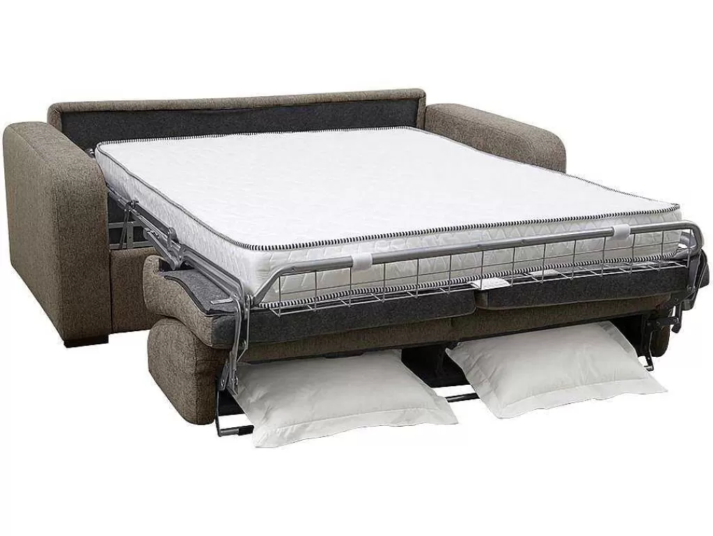 Sofá Cama De Abertura Rapida*Vente-unique Sofá De 3 Lugares Convertivel De Abertura Rapida Em Tecido Cor Verde Oliva Bevis - Colchão De 14 Cm
