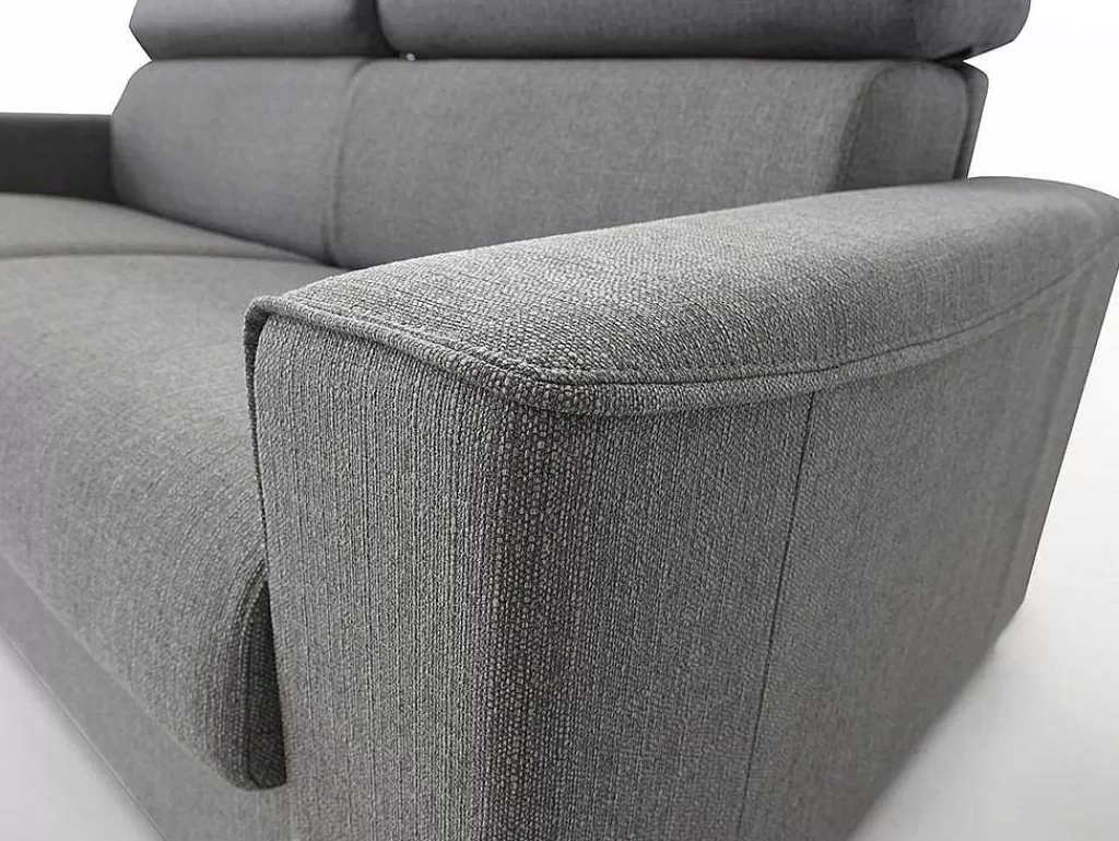 Sofá Cama De Abertura Rapida*Vente-unique Sofá De 3 Lugares Convertivel De Abertura Rapida Em Tecido Vizir - Cinza - Cama De Ripas Largas 140 Cm - Colchão De 18 Cm Com Memória De Forma