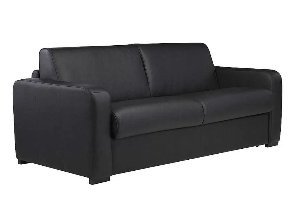 Sofá Cama De Abertura Rapida*Vente-unique Sofá De 3 Lugares Convertivel Em Cama Expresso Em Pele Preto - Bevis