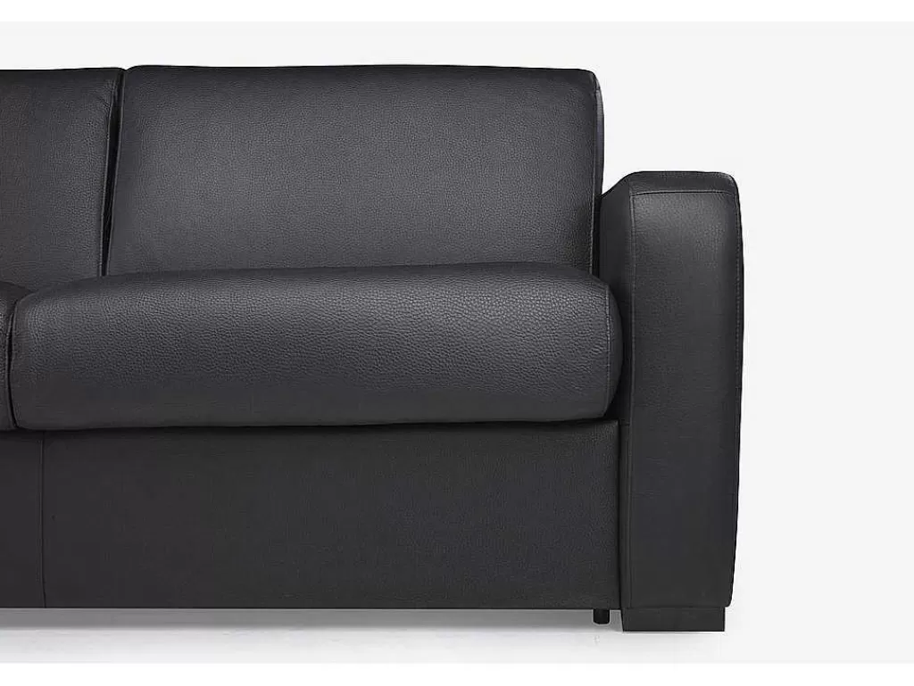 Sofá Cama De Abertura Rapida*Vente-unique Sofá De 3 Lugares Convertivel Em Cama Expresso Em Pele Preto - Bevis