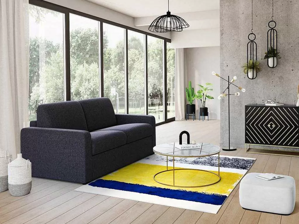 Promoções Sofás & Poltronas*Vente-unique Sofá De 3 Lugares Convertivel Em Cama Expresso Em Tecido Cinzento Escuro - Tomaka