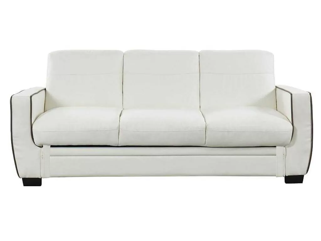 Sofá Cama Clic-Clac E Dobravel*Vente-unique Sofá De 3 Lugares Convertivel Em Pele Sintética Naty - Branco