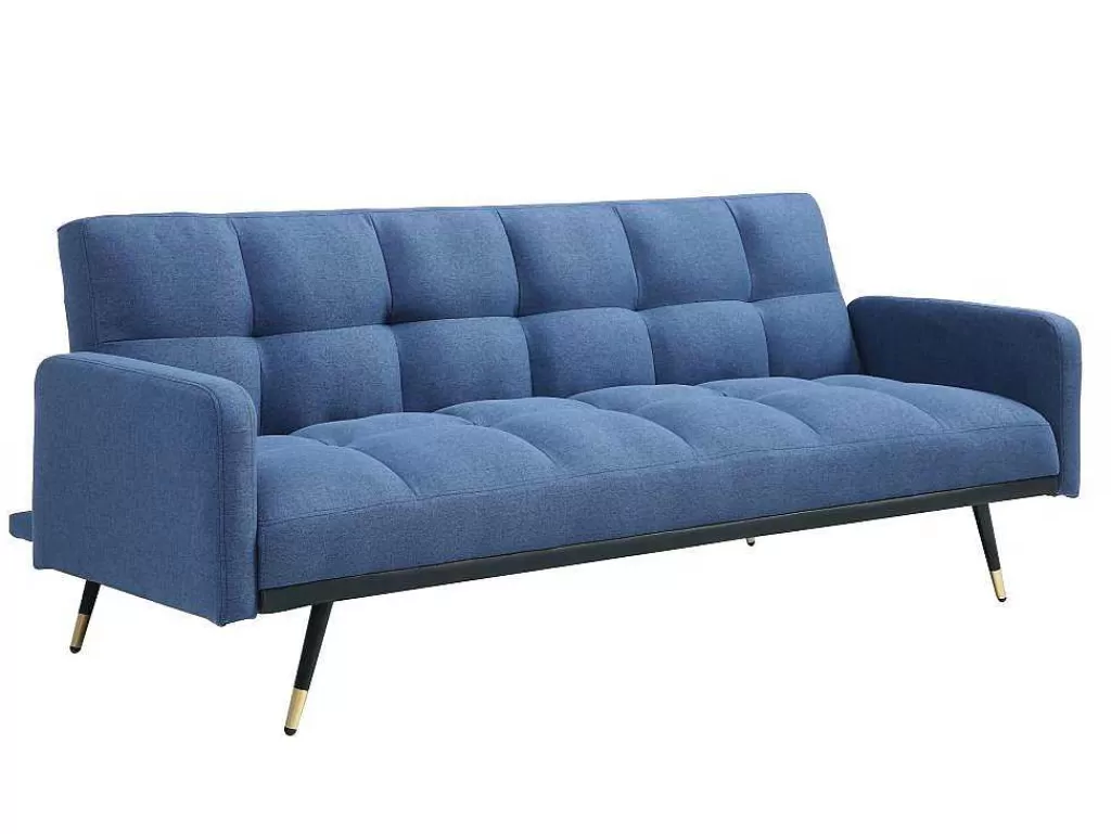 Sofá Cama Clic-Clac E Dobravel*Vente-unique Sofá De 3 Lugares Convertivel Em Tecido Azul - Rorema