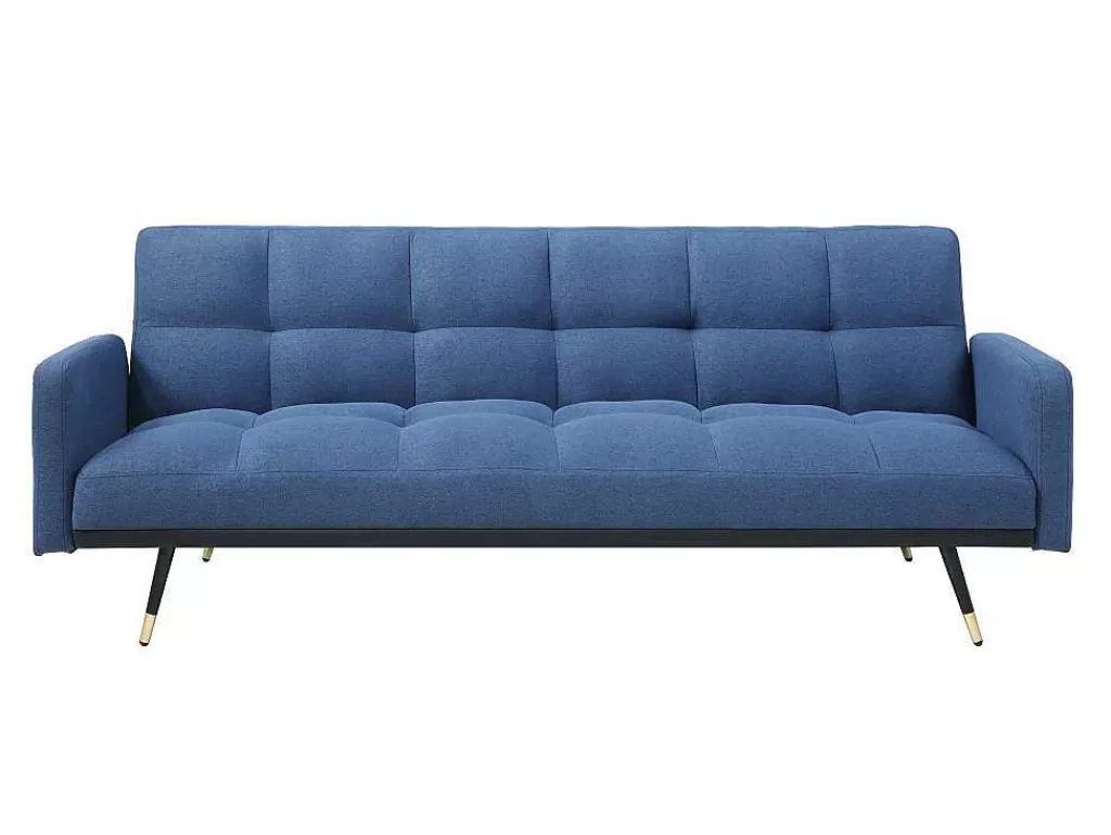 Sofá Cama Clic-Clac E Dobravel*Vente-unique Sofá De 3 Lugares Convertivel Em Tecido Azul - Rorema