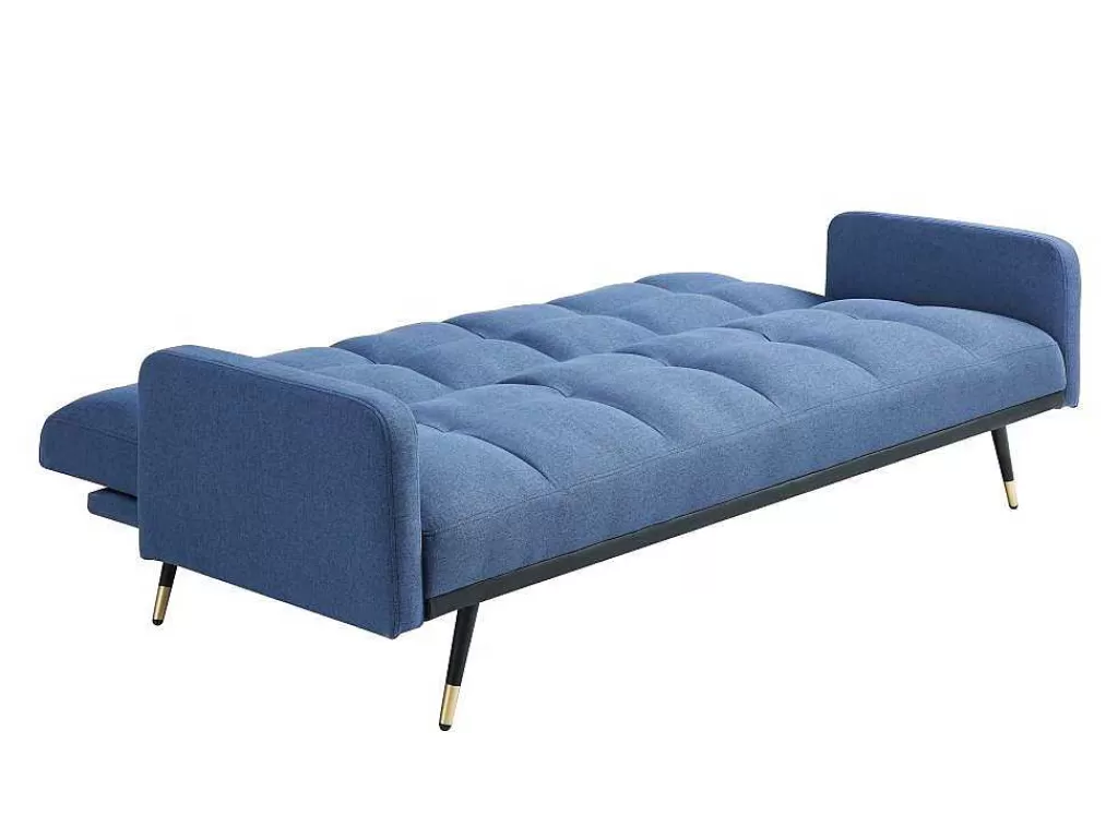 Sofá Cama Clic-Clac E Dobravel*Vente-unique Sofá De 3 Lugares Convertivel Em Tecido Azul - Rorema