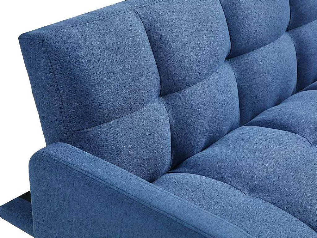 Sofá Cama Clic-Clac E Dobravel*Vente-unique Sofá De 3 Lugares Convertivel Em Tecido Azul - Rorema