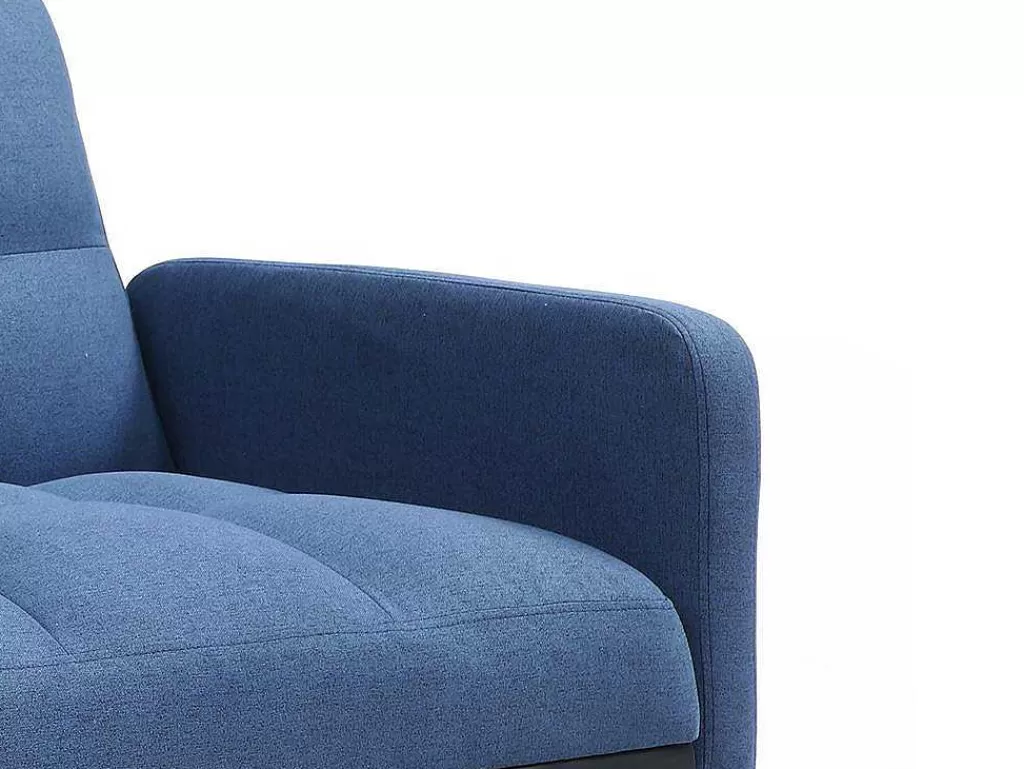 Sofá Cama Clic-Clac E Dobravel*Vente-unique Sofá De 3 Lugares Convertivel Em Tecido Azul - Rorema