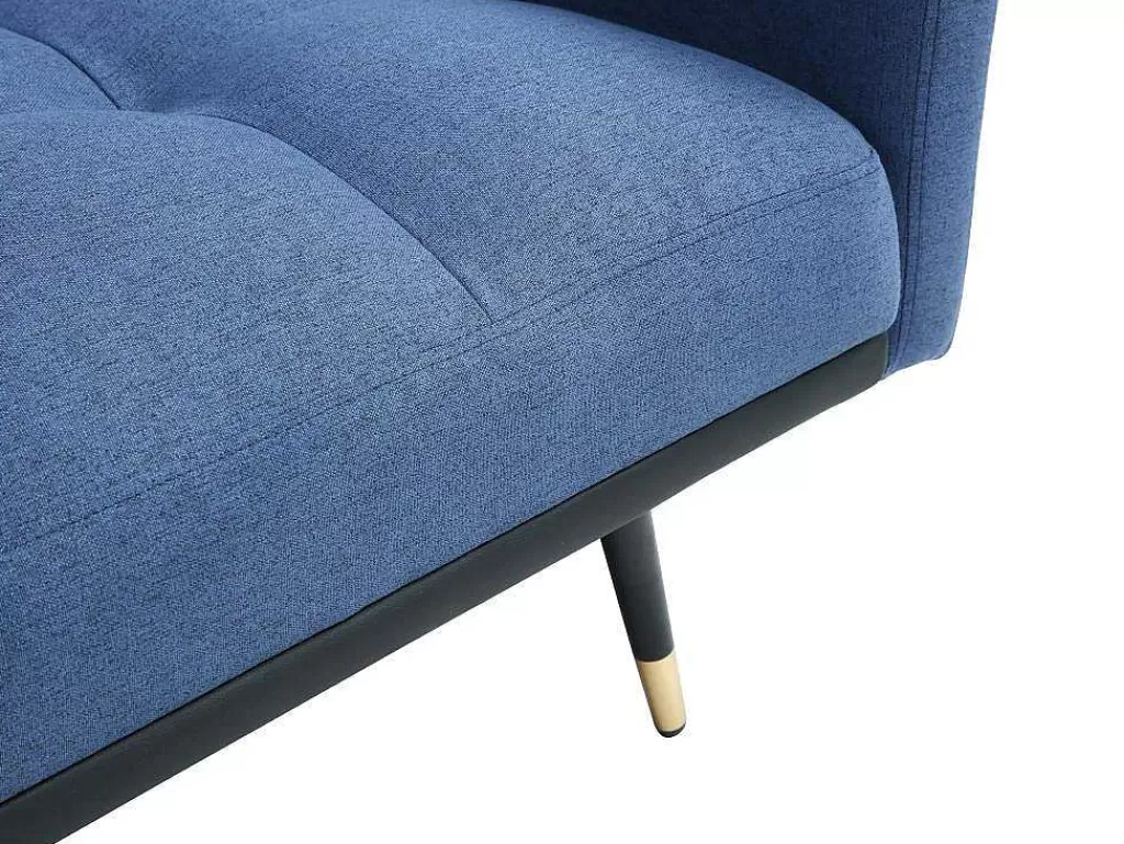 Sofá Cama Clic-Clac E Dobravel*Vente-unique Sofá De 3 Lugares Convertivel Em Tecido Azul - Rorema
