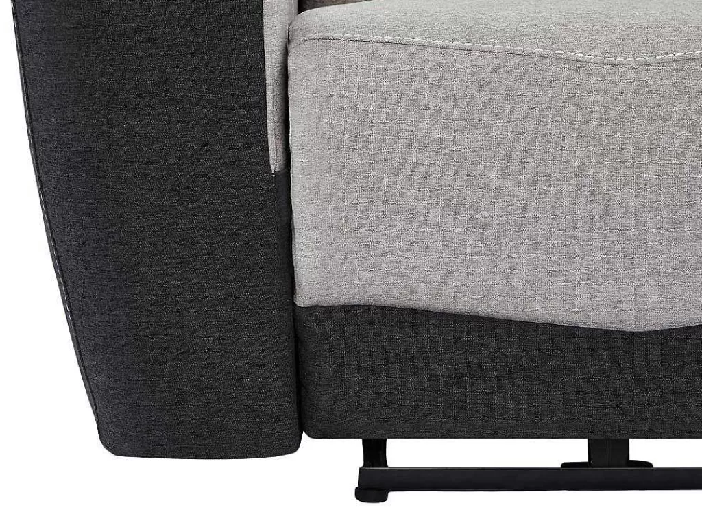 Conjunto Sofá E Poltrona*Vente-unique Sofá De 3 Lugares E Poltrona Articulados Eletricos Em Tecido Cinzento E Antracite - Damon