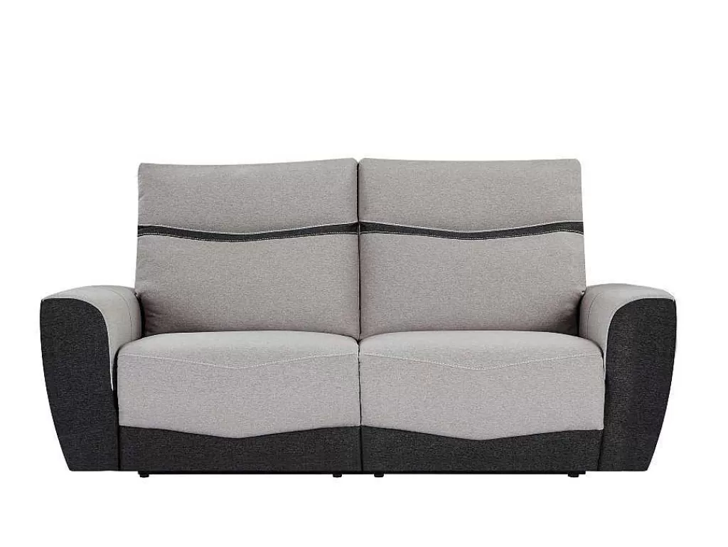 Conjunto Sofá E Poltrona*Vente-unique Sofá De 3 Lugares E Poltrona Articulados Eletricos Em Tecido Cinzento E Antracite - Damon