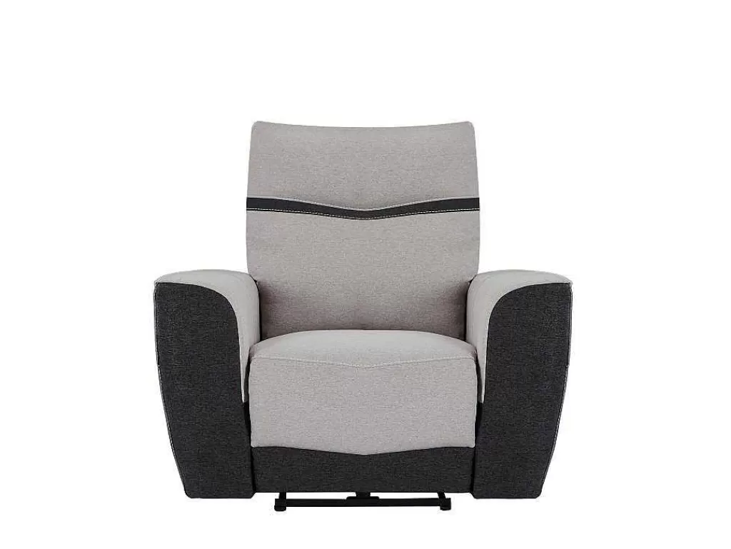 Conjunto Sofá E Poltrona*Vente-unique Sofá De 3 Lugares E Poltrona Articulados Eletricos Em Tecido Cinzento E Antracite - Damon