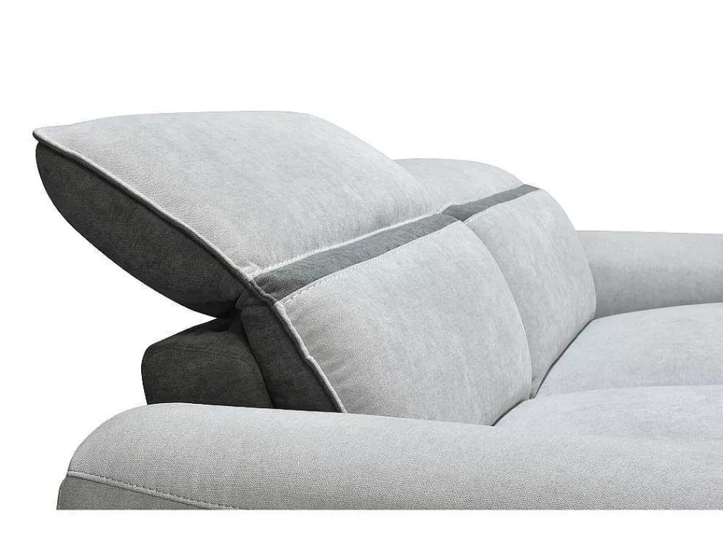 Conjunto Sofá E Poltrona*Vente-unique Sofá De 3 Lugares E Poltrona Articulados Eletricos Tecido Cinzento-Claro - Orietto