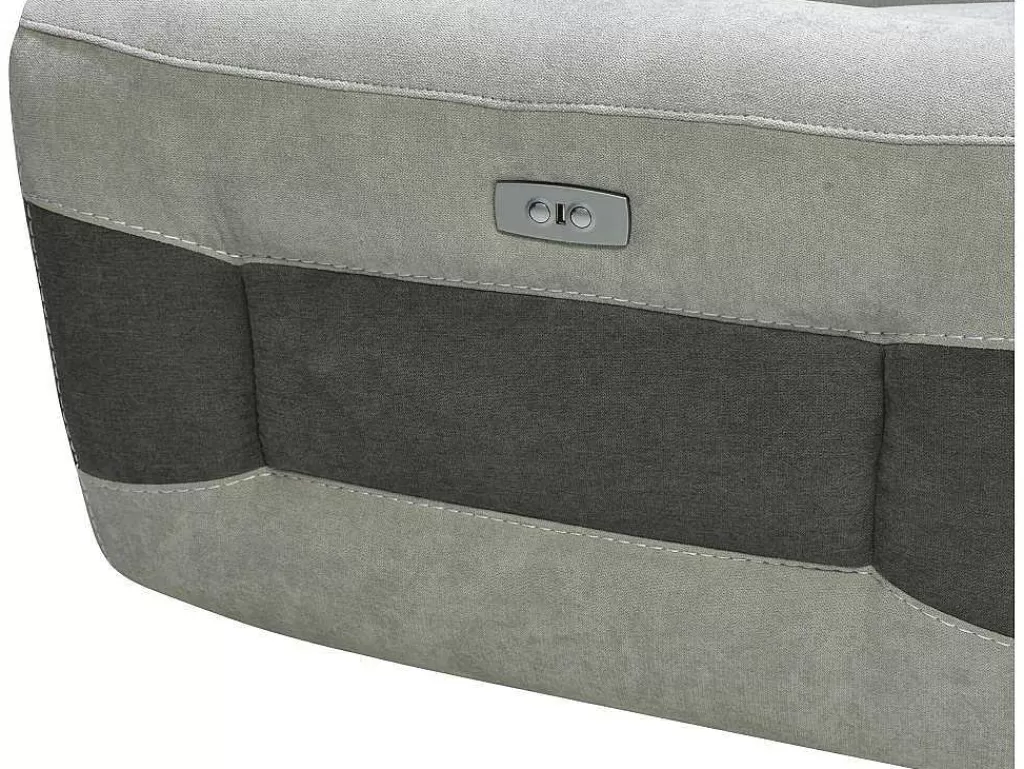 Conjunto Sofá E Poltrona*Vente-unique Sofá De 3 Lugares E Poltrona Articulados Eletricos Tecido Cinzento-Claro - Orietto